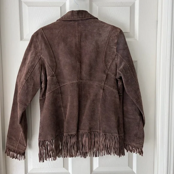 Outbrook Brown Genuine Leather Fringe Jacket - Picture 4 of 11